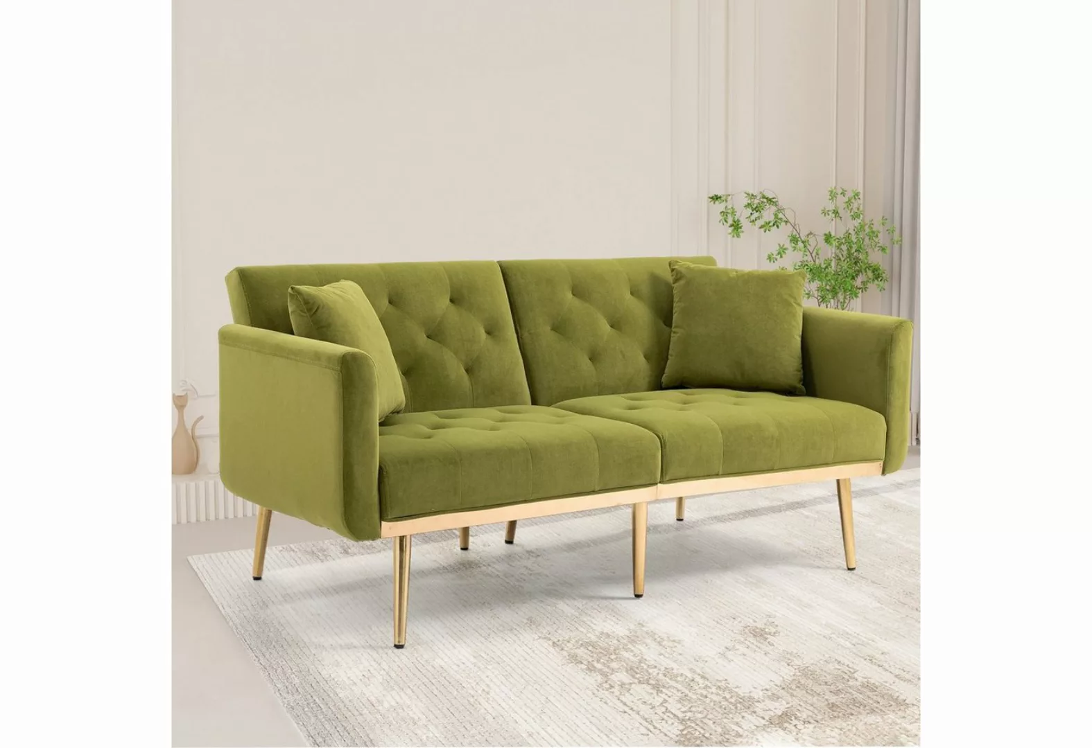 Gotagee 2-Sitzer 57.87x38.58x7.09 Zoll Sofa Metallbeine Schlafsofa Samt 2-S günstig online kaufen