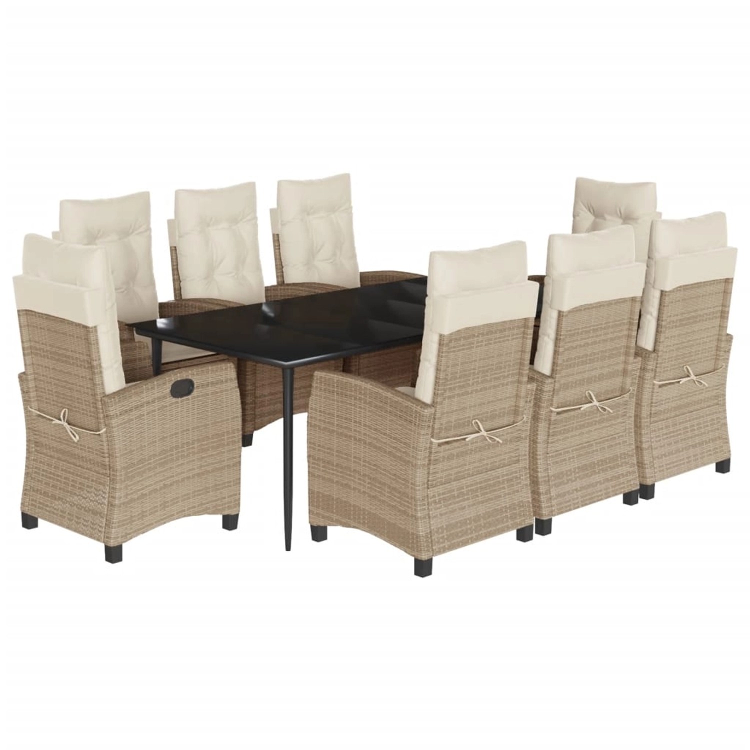 vidaXL 9-Tlg Garten-Essgruppe mit Kissen Beige Poly Rattan 3212810 günstig online kaufen