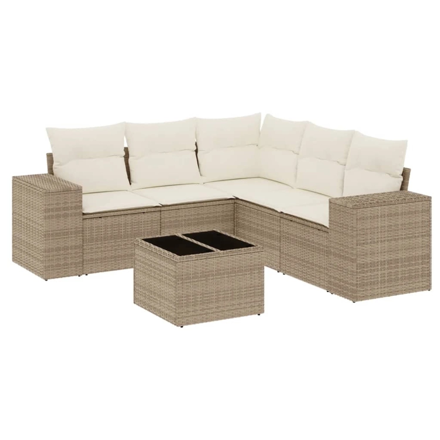 vidaXL 6-Tlg Garten-Sofagarnitur mit Kissen Beige Poly Rattan 3222557 günstig online kaufen
