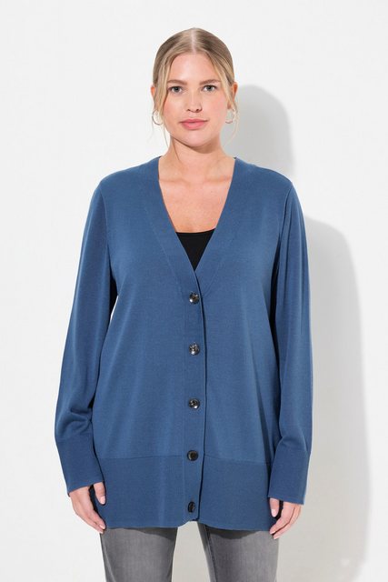 Ulla Popken Strickjacke Strickjacke V-Ausschnitt Knopfleiste Feinstrick günstig online kaufen