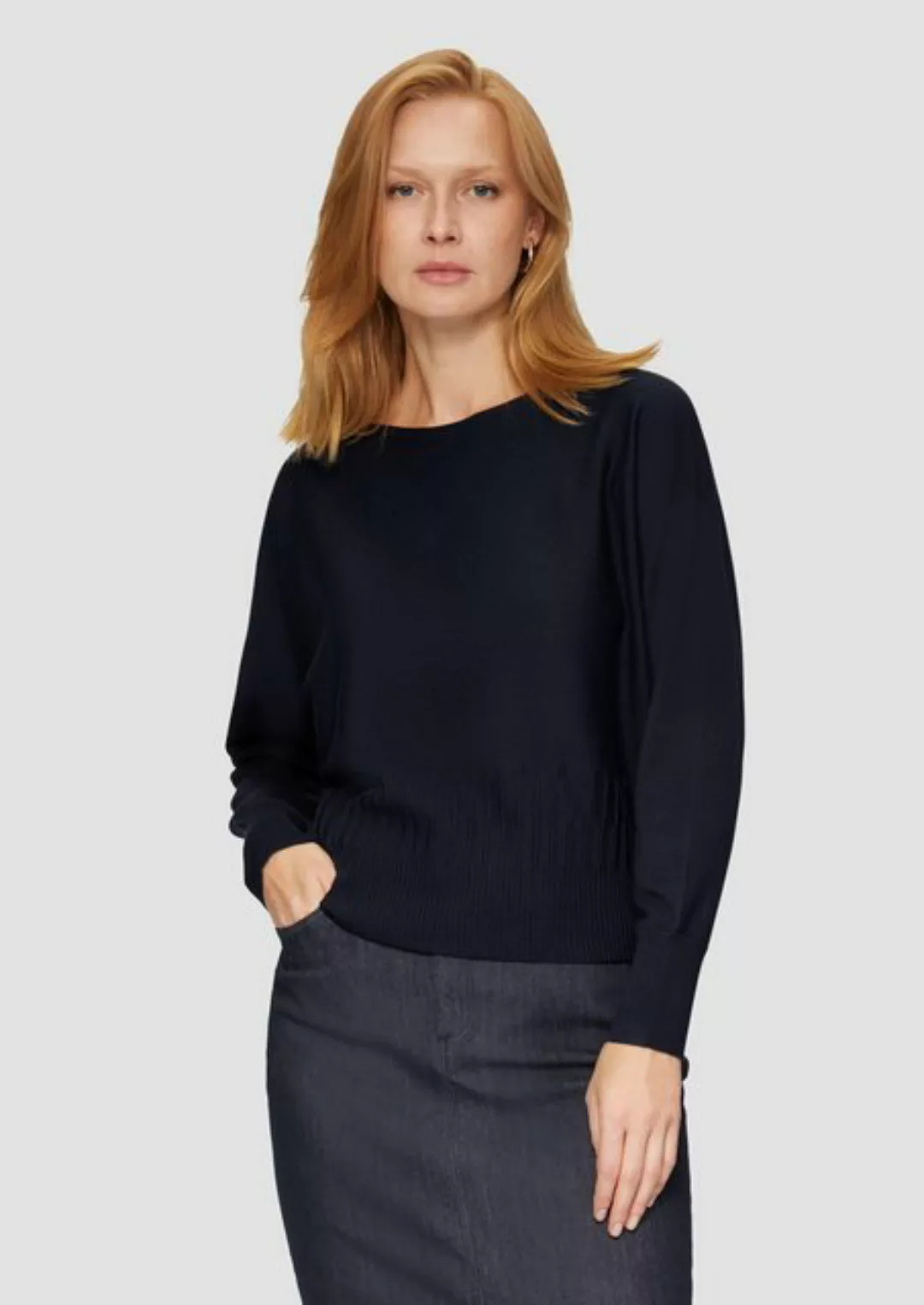 s.Oliver BLACK LABEL Strickpullover Strickpullover mit Strukturmuster am Sa günstig online kaufen