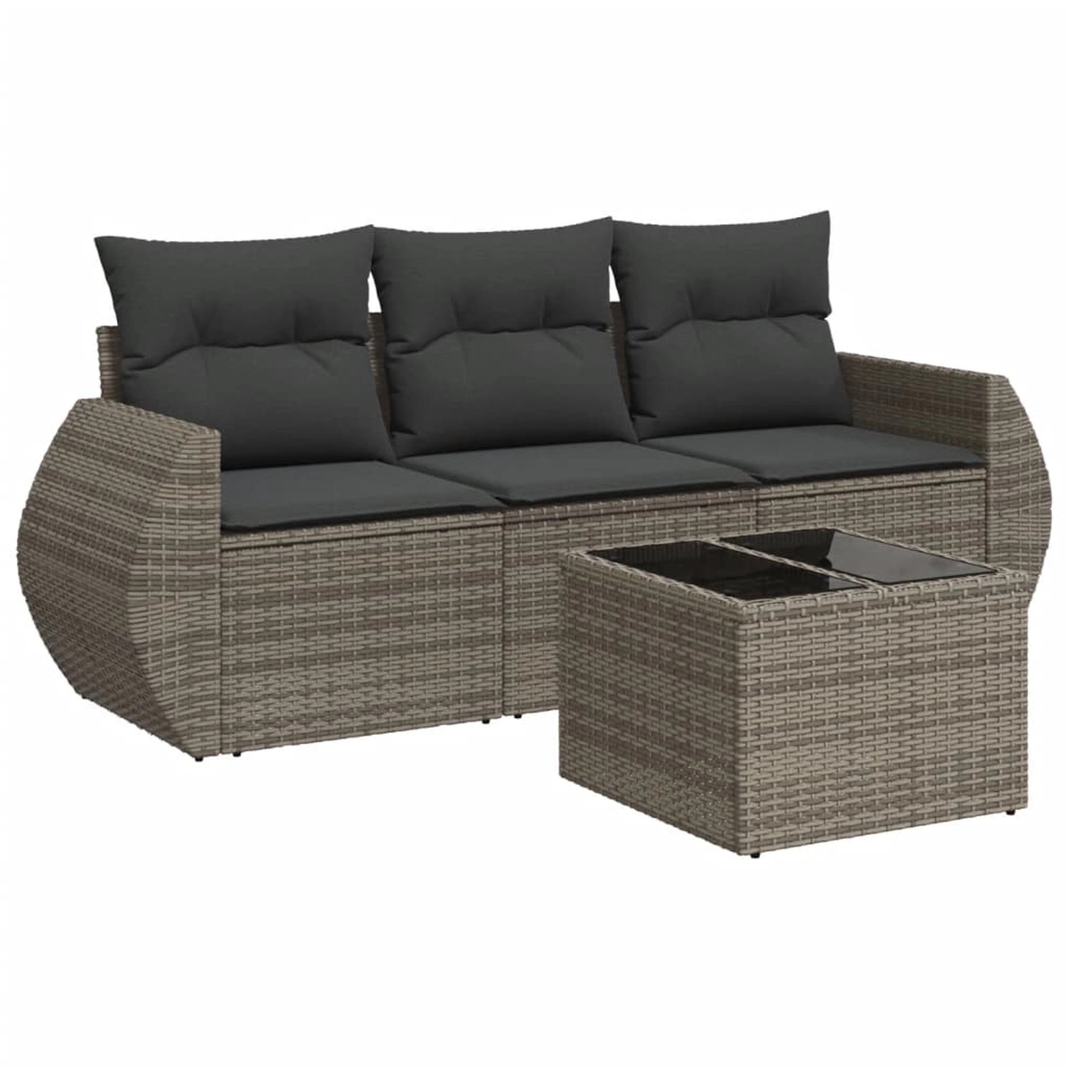 vidaXL 4-tlg Garten-Sofagarnitur mit Kissen Grau Poly Rattan Modell 2 günstig online kaufen