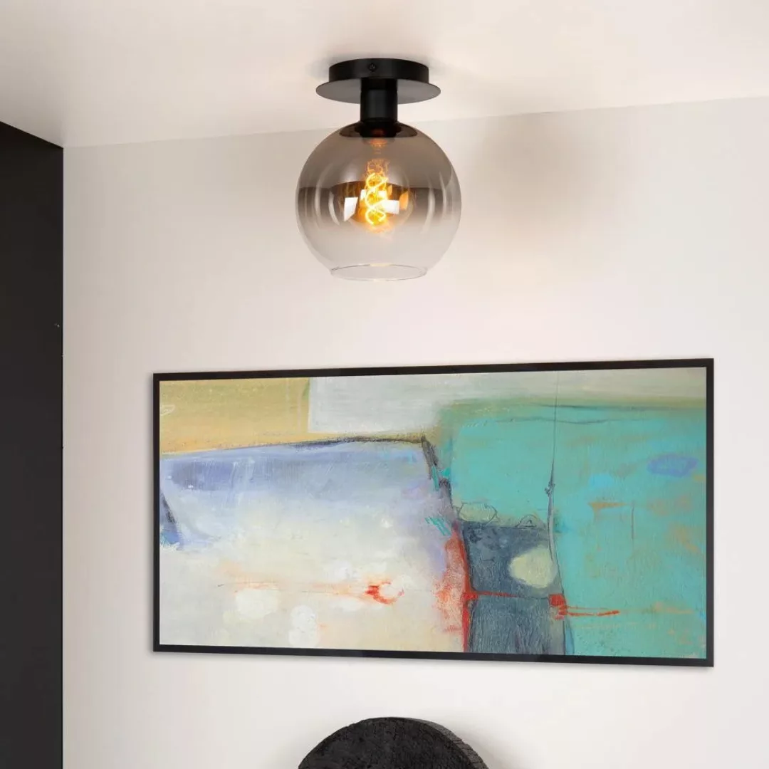Deckenlampe Marius, Glasschirm, schwarz, 1-flammig günstig online kaufen