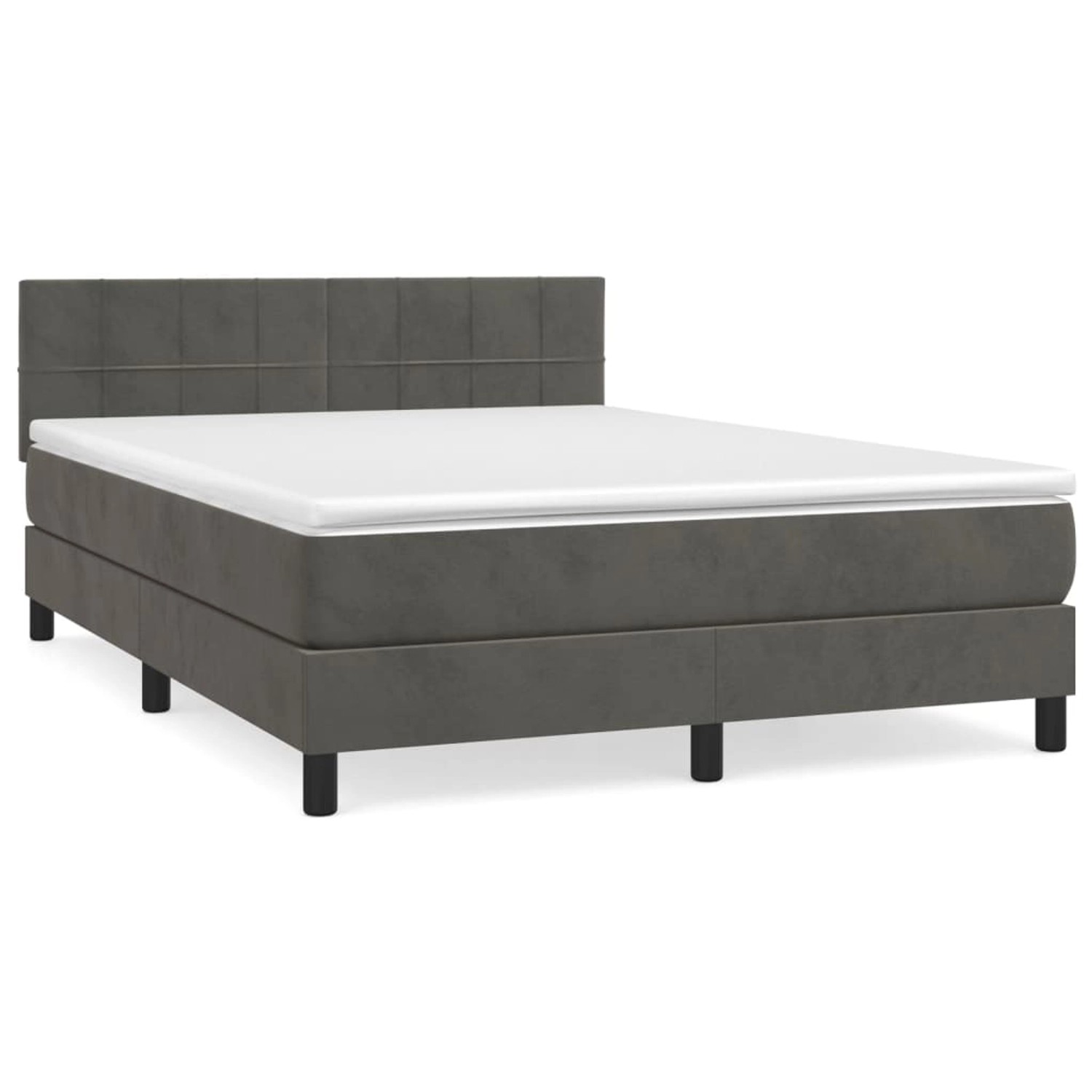 vidaXL Boxspringbett Boxspringbett mit Matratze Dunkelgrau 140x200 cm Samt günstig online kaufen