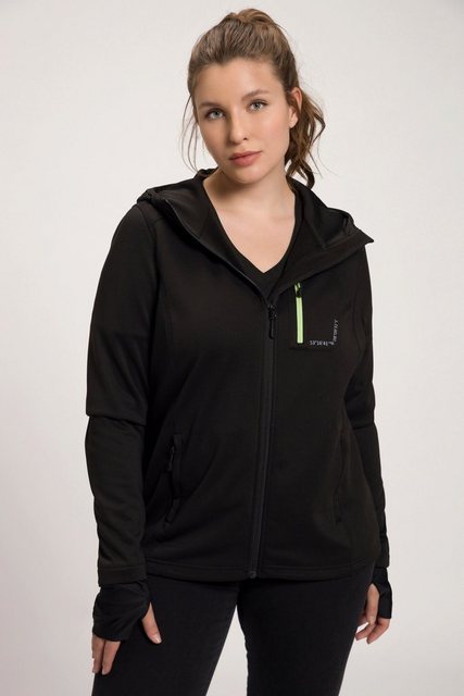 Ulla Popken Sweatjacke HYPRAR Sweatjacke Reflektordruck Kapuze Daumenloch günstig online kaufen