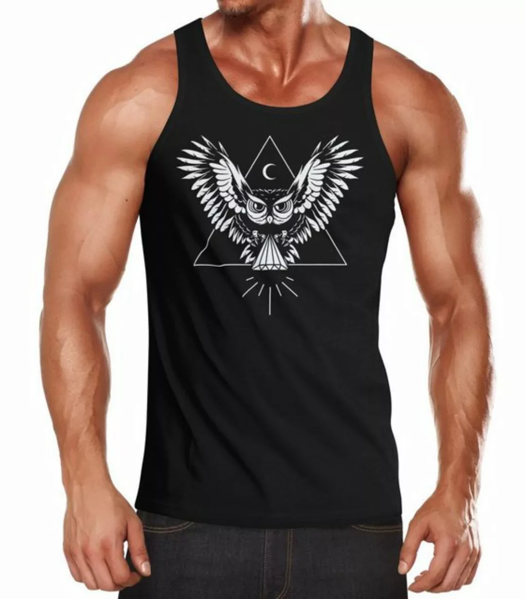 Neverless Tanktop Herren Tanktop Eule Muskelshirt Tank Top Muscle Shirt mit günstig online kaufen