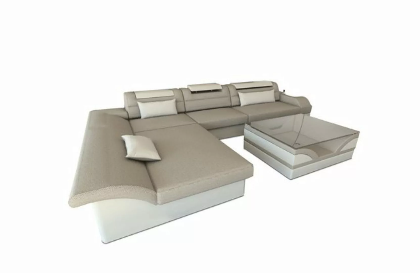 Sofa Dreams Ecksofa Stoffsofa Couch Stoff Polstersofa Monza L Form, mit LED günstig online kaufen