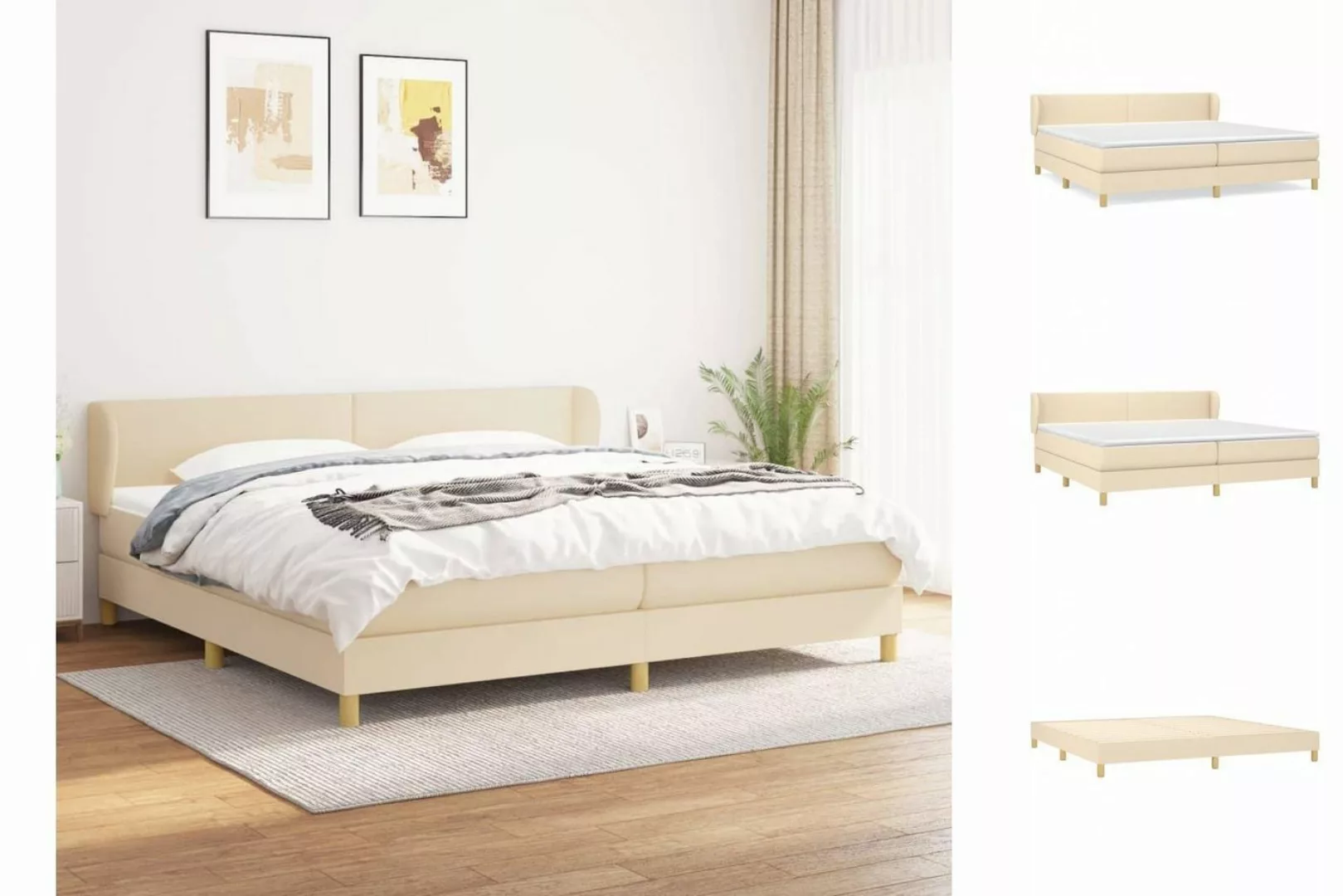 vidaXL Boxspringbett Boxspringbett mit Matratze Creme 200x200 cm Stoff Bett günstig online kaufen