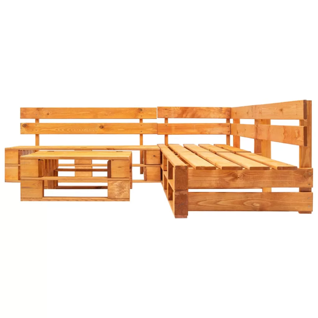4-tlg. Garten-paletten-sofagarnitur Holz Honigbraun günstig online kaufen