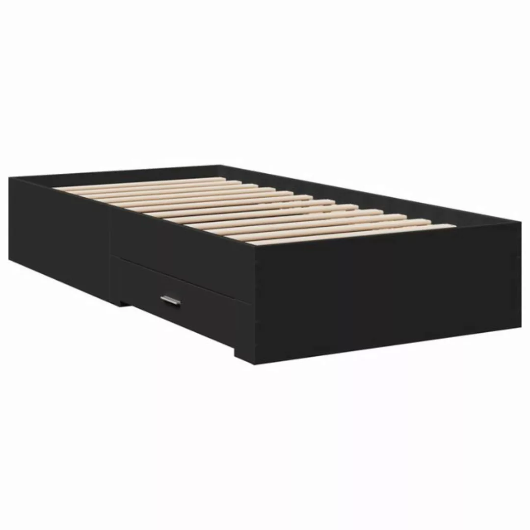 vidaXL Bett Bettgestell mit Schubladen Schwarz 90x190 cm Holzwerkstoff günstig online kaufen