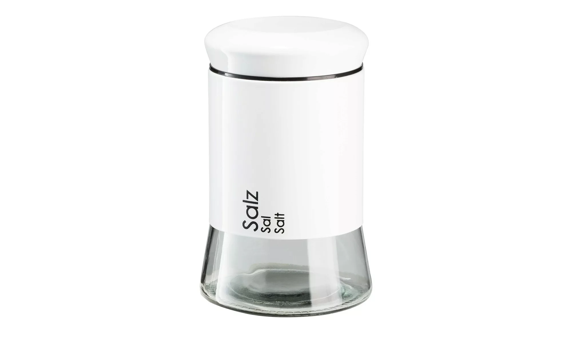 KHG Aufbewahrungsdose  Salz - weiß - Glas , Edelstahl - 18,5 cm - Sconto günstig online kaufen