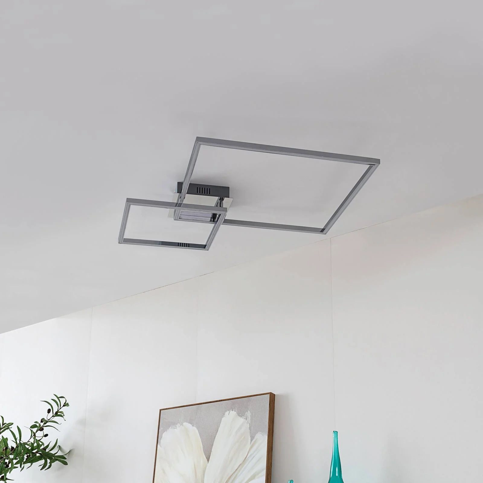 Lindby LED-Deckenleuchte Panja, 67 cm, chromfarben, Eisen günstig online kaufen