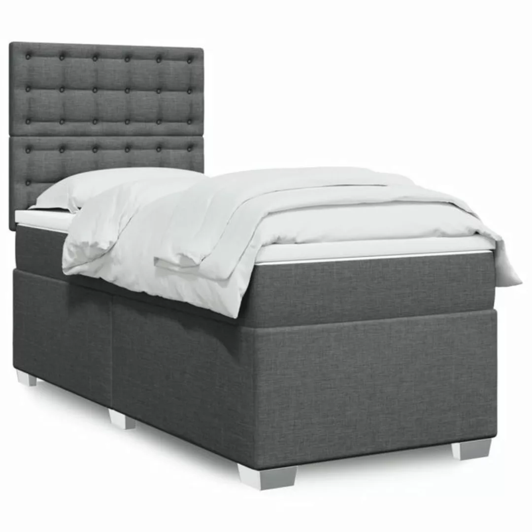 furnicato Bettgestell Boxspringbett mit Matratze Dunkelgrau 90x190 cm Stoff günstig online kaufen