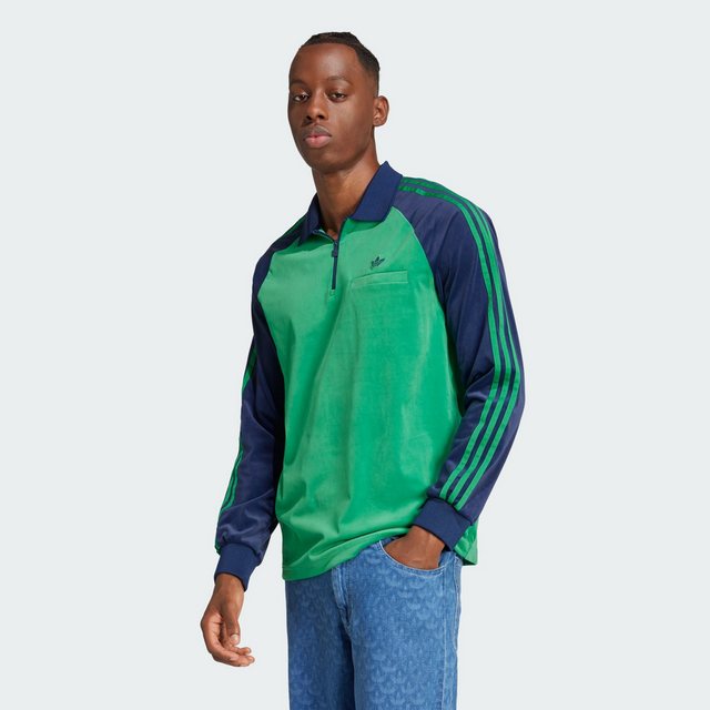 adidas Originals Langarm-Poloshirt ADIDAS ORIGINALS 70S VELOUR POLOSHIRT günstig online kaufen