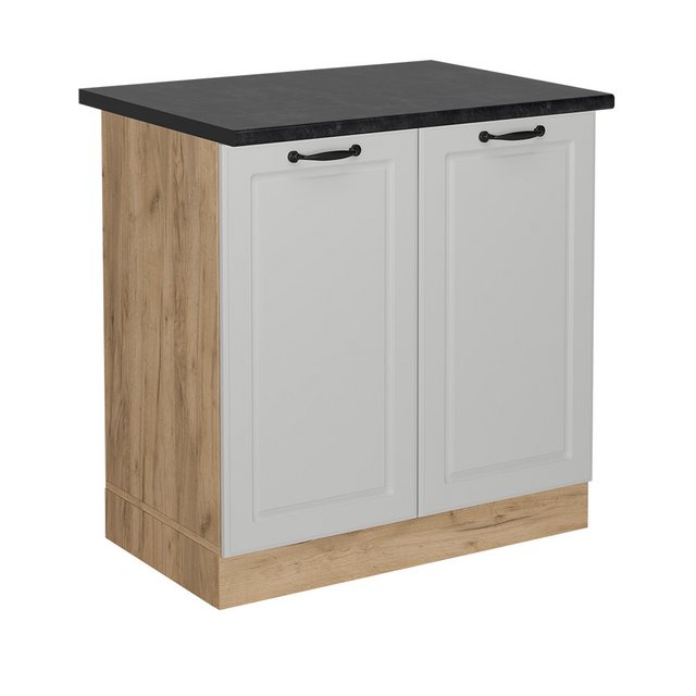 Vicco Spülenunterschrank R-Line, Weiß Landhaus/Goldkraft Eiche, 80 cm, AP A günstig online kaufen