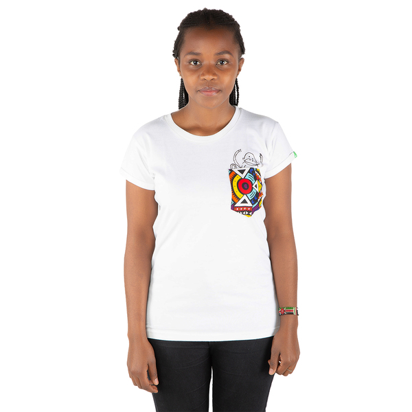 Damen T-shirt Aus Bio-baumwolle Mit Brusttasche „Nyani“ Made In Kenya günstig online kaufen