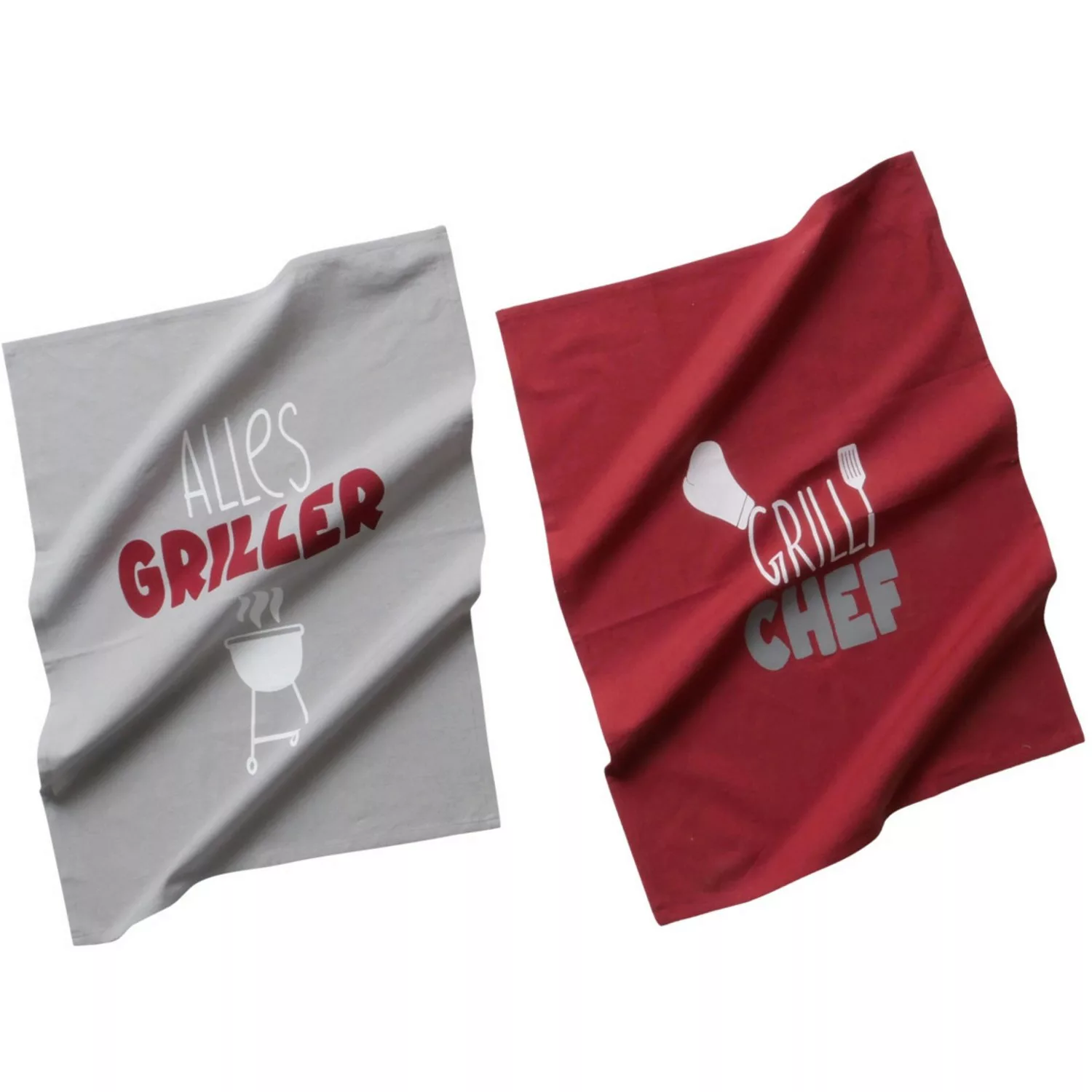 Boltze Geschirrtuch-Set Grillzeit Grau-Rot günstig online kaufen