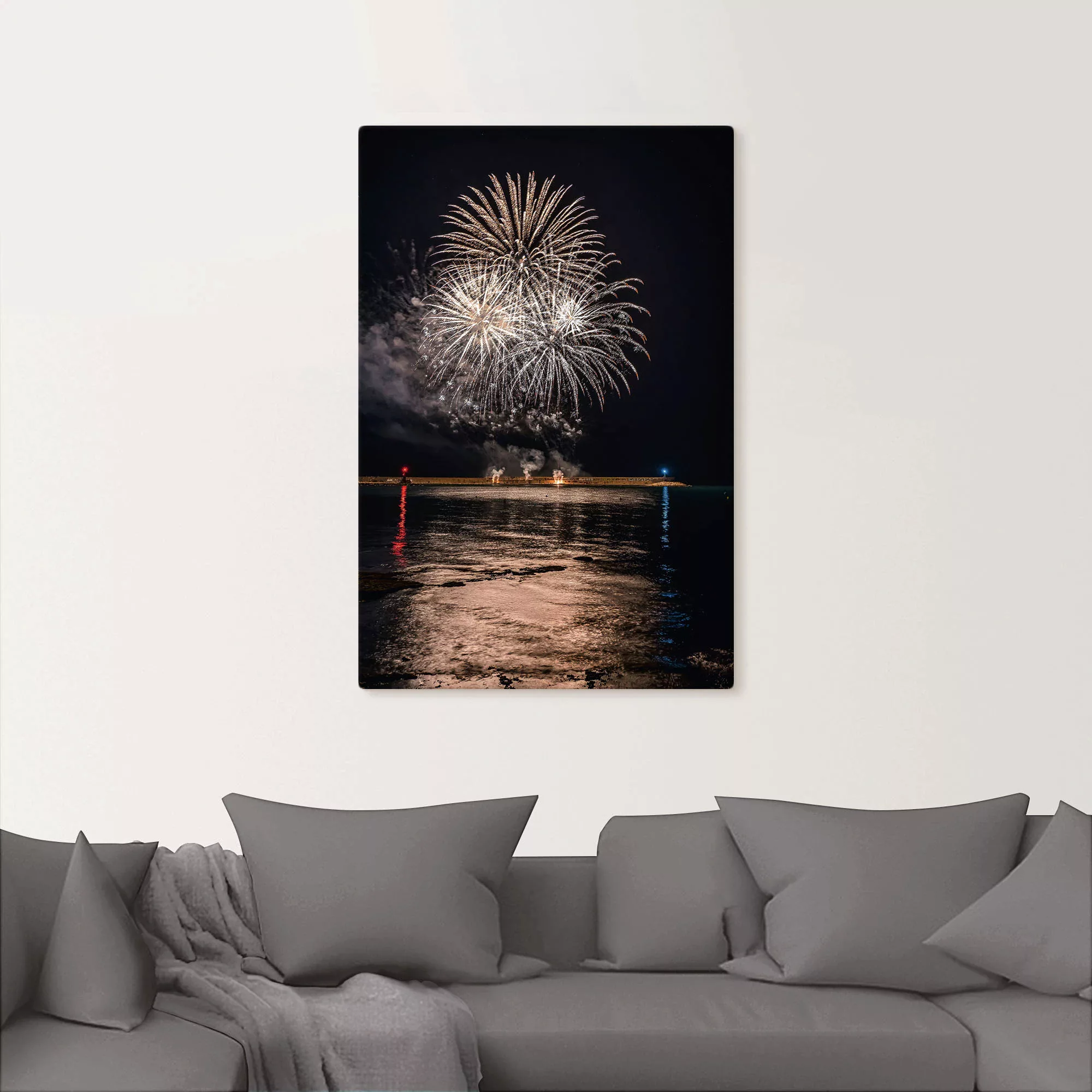 Artland Wandbild "Feuerwerk am Meer", Himmelsbilder, (1 St.), als Alubild, günstig online kaufen