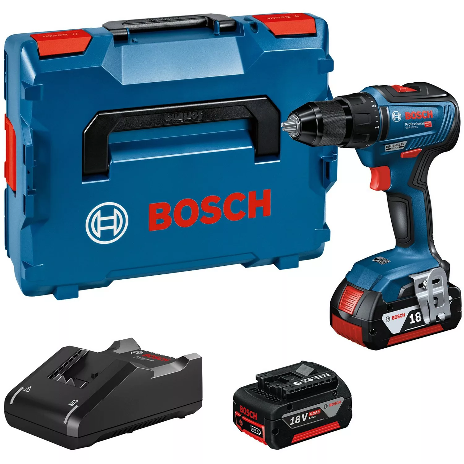 Bosch Professional Akku-Bohrschrauber GSR 18V-55 mit 2x 4.0Ah & GAL in L-Bo günstig online kaufen