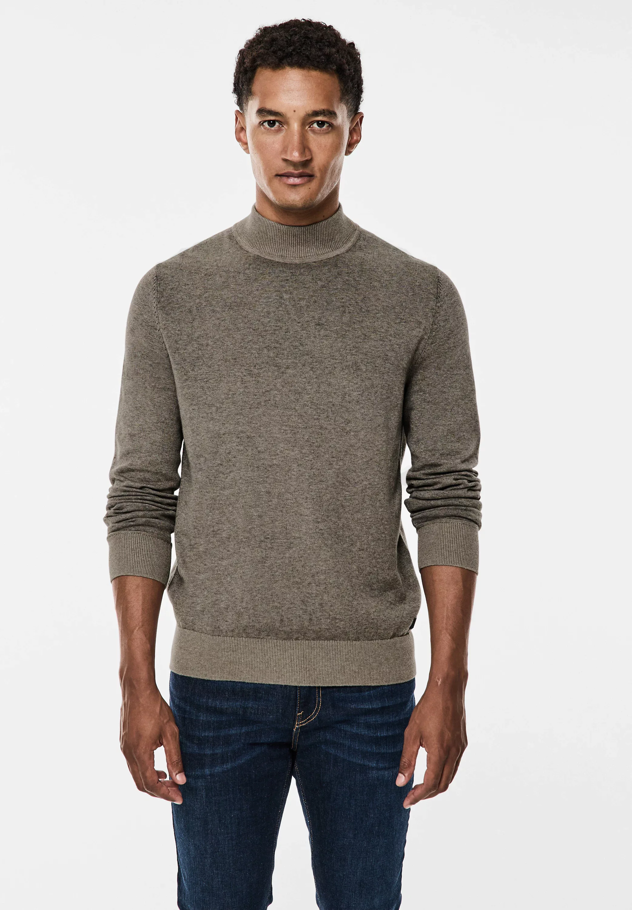 STREET ONE MEN Rollkragenpullover, in Melange Optik günstig online kaufen