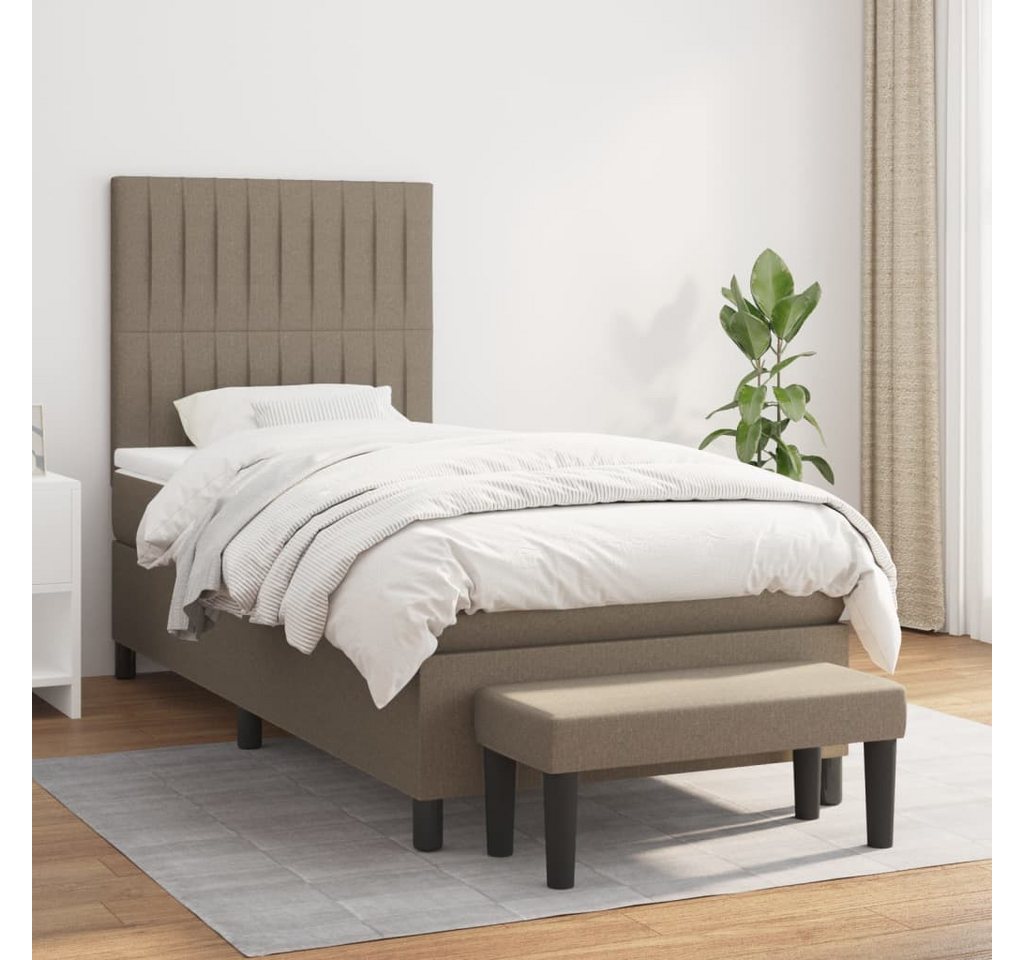 vidaXL Boxspringbett, Boxspringbett mit Matratze Taupe 90x190 cm Stoff günstig online kaufen