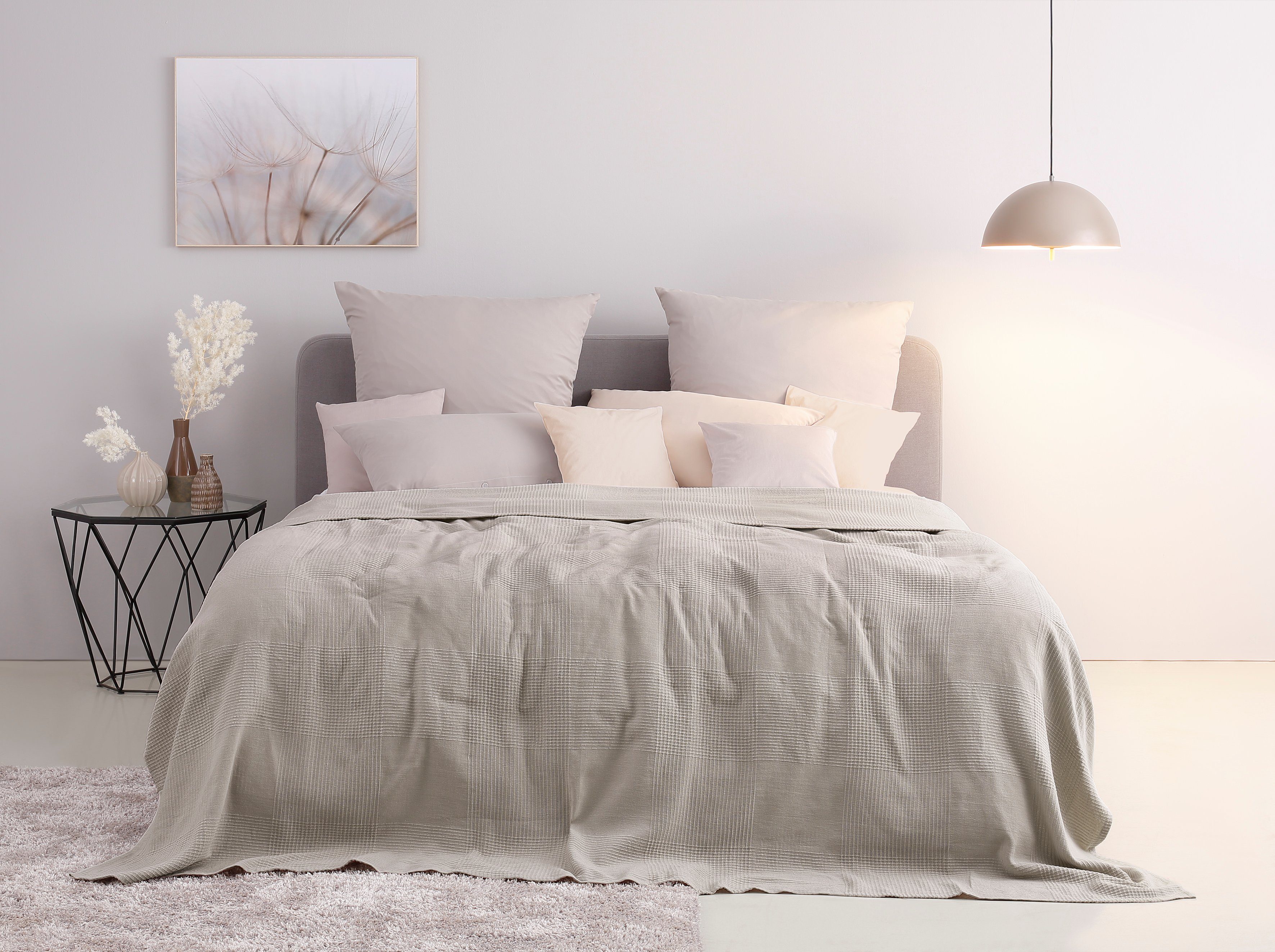 my home Tagesdecke »Mira«, leichte Tagesdecke aus 100% Baumwolle, uni Überw günstig online kaufen
