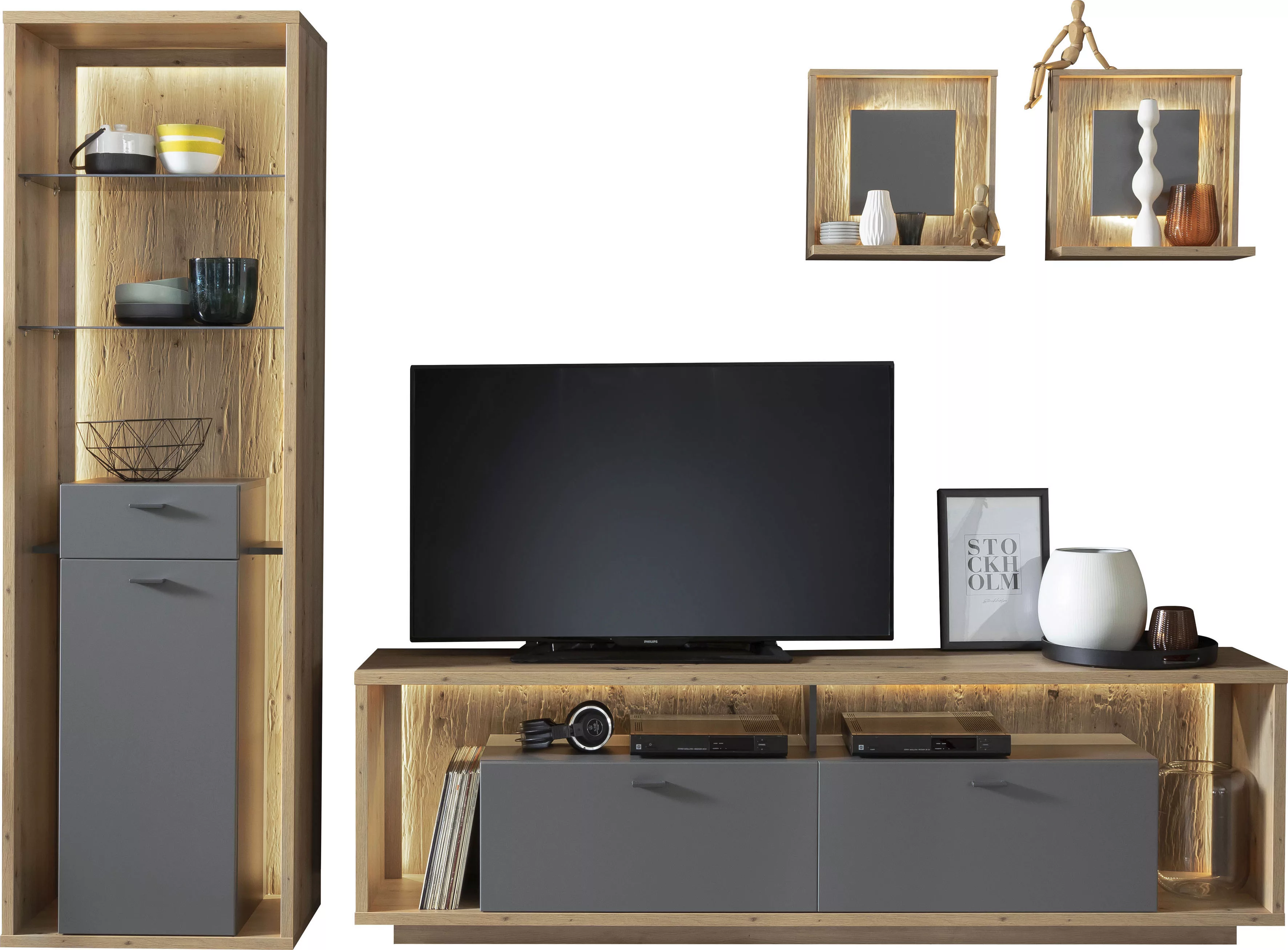 MCA furniture Wohnwand "Lizzano", (Set, 4 St.), im modernen Landhausstil mi günstig online kaufen