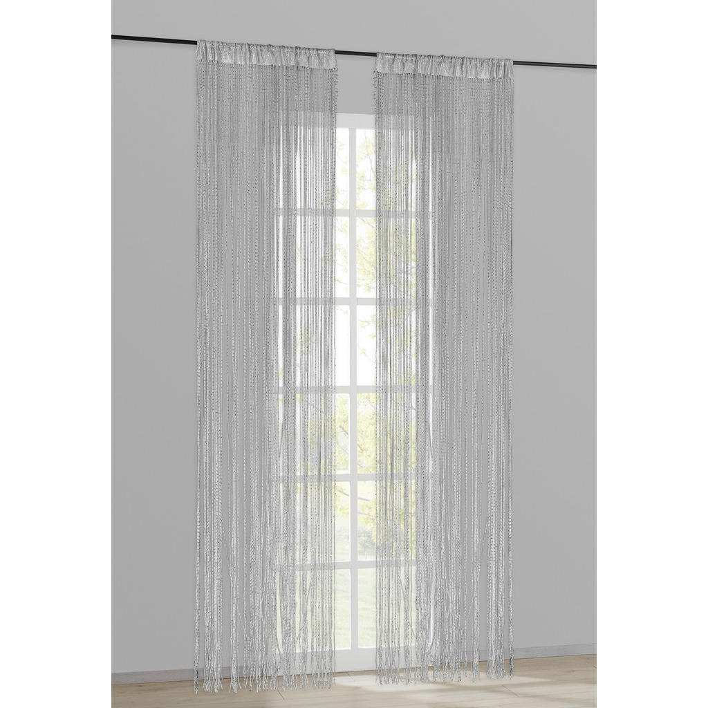 Fadenvorhang Lurex weiß B/L: ca. 90x245 cm günstig online kaufen