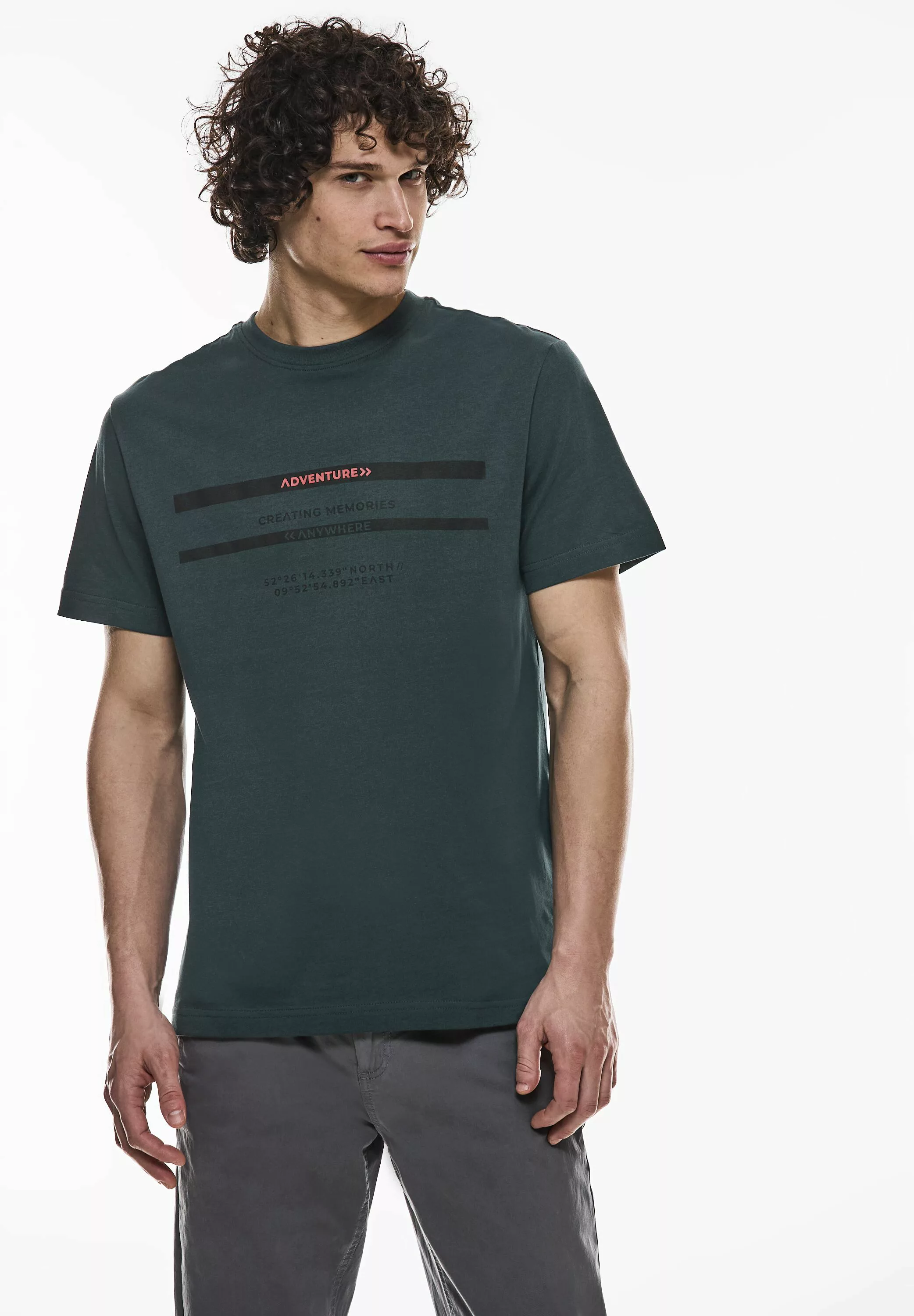 STREET ONE MEN Rundhalsshirt, mit Rundhalsausschnitt günstig online kaufen