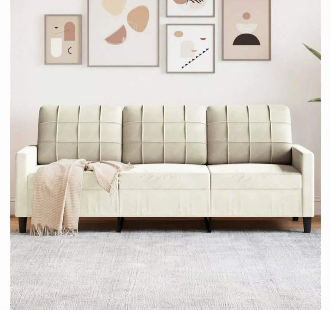 vidaXL Sofa Sofa/ 2-Sitzer/ 3-Sitzer Samt, 180 cm, Creme günstig online kaufen