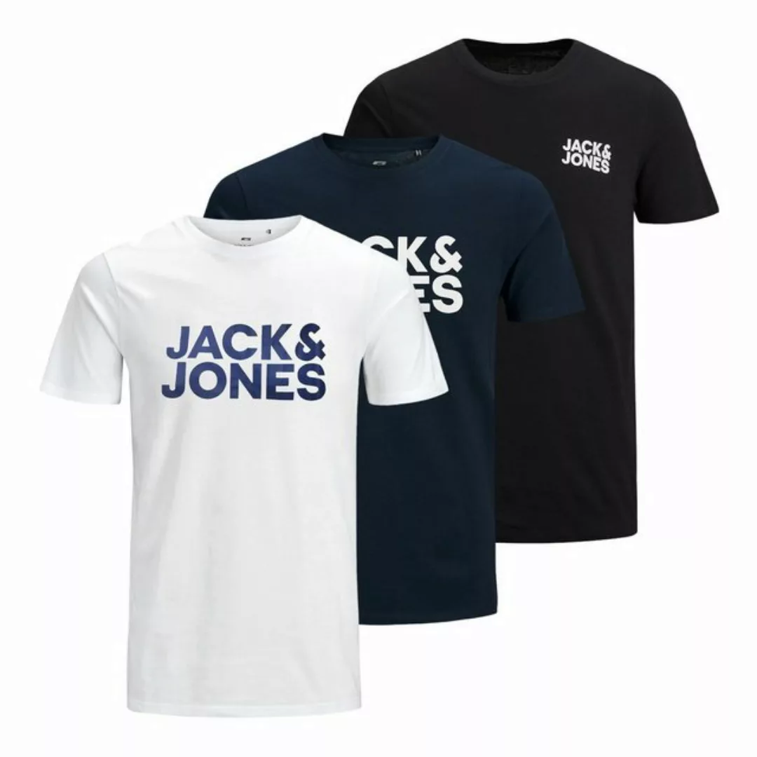 Jack & Jones Herren Rundhals T-Shirt JJECORP LOGO PLAY 3er PACK - Slim Fit günstig online kaufen