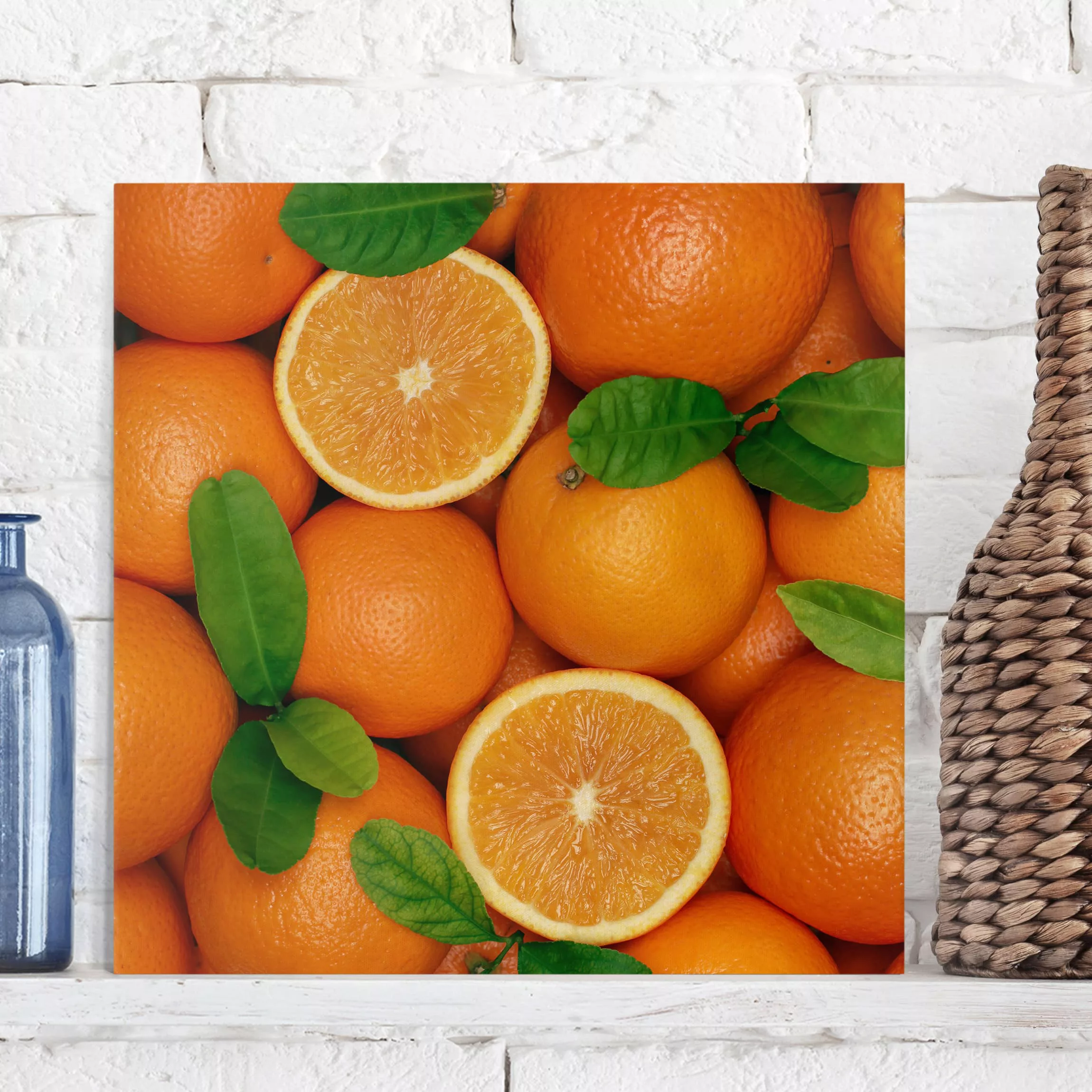 Leinwandbild Küche - Quadrat Saftige Orangen günstig online kaufen