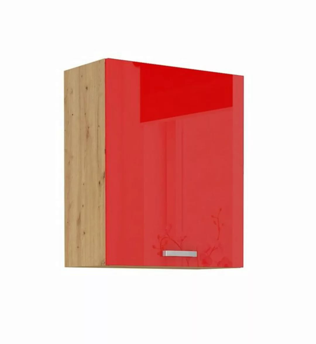 Küchen-Preisbombe Hängeschrank 60 cm Eiche Artisan + Rot Hochglanz Küchenze günstig online kaufen