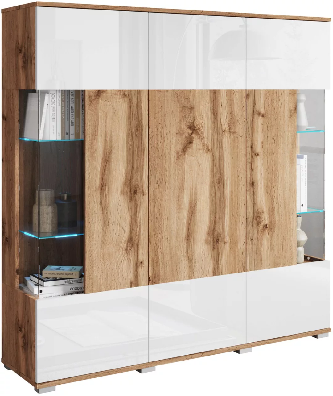 INOSIGN Highboard "Kenia", Modernes Highboard, mit Glastüren, Breite 135 cm günstig online kaufen