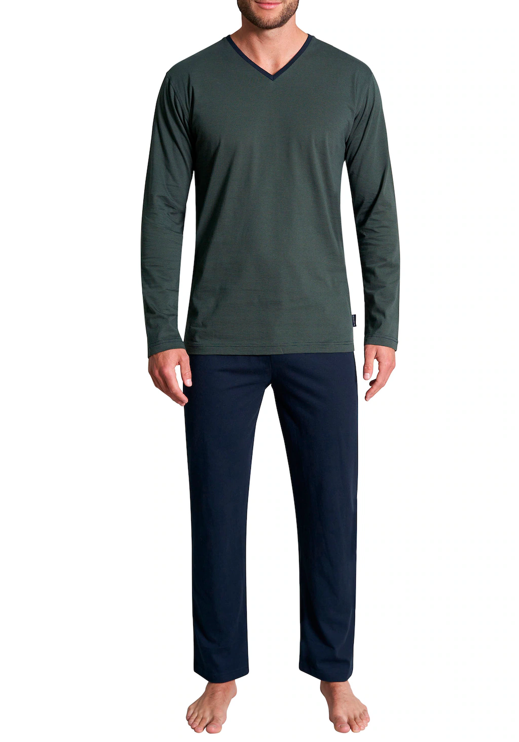 TOM TAILOR Pyjama "Nevada", (2 tlg.), Streifendesign, Langarm, V-Ausschnitt günstig online kaufen