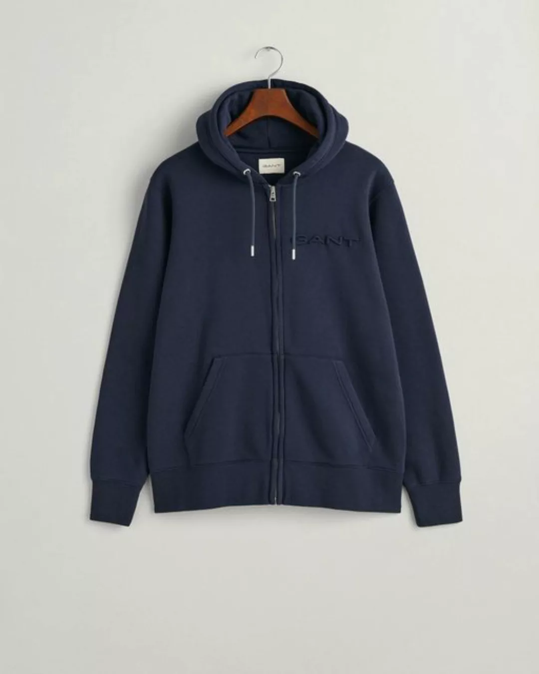Gant Sweatshirt EMBOSSED FULL ZIP HOODIE, EVENING BLUE günstig online kaufen