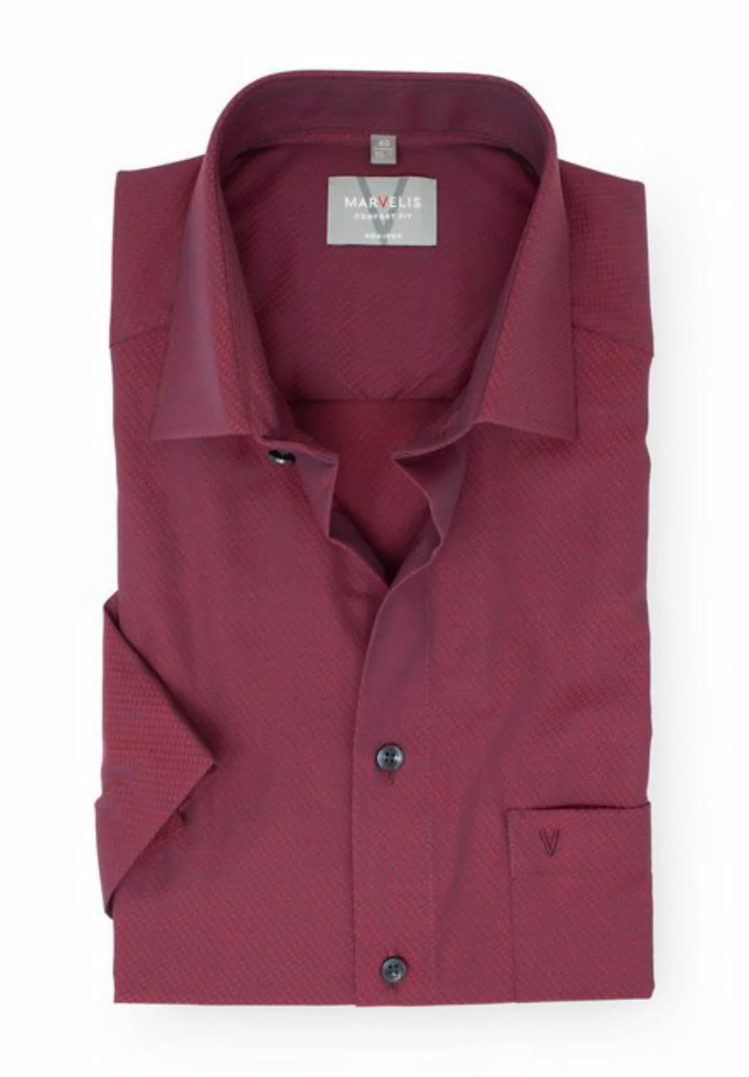 MARVELIS Kurzarmhemd Kurzarmhemd - Comfort Fit - Struktur - Rot günstig online kaufen