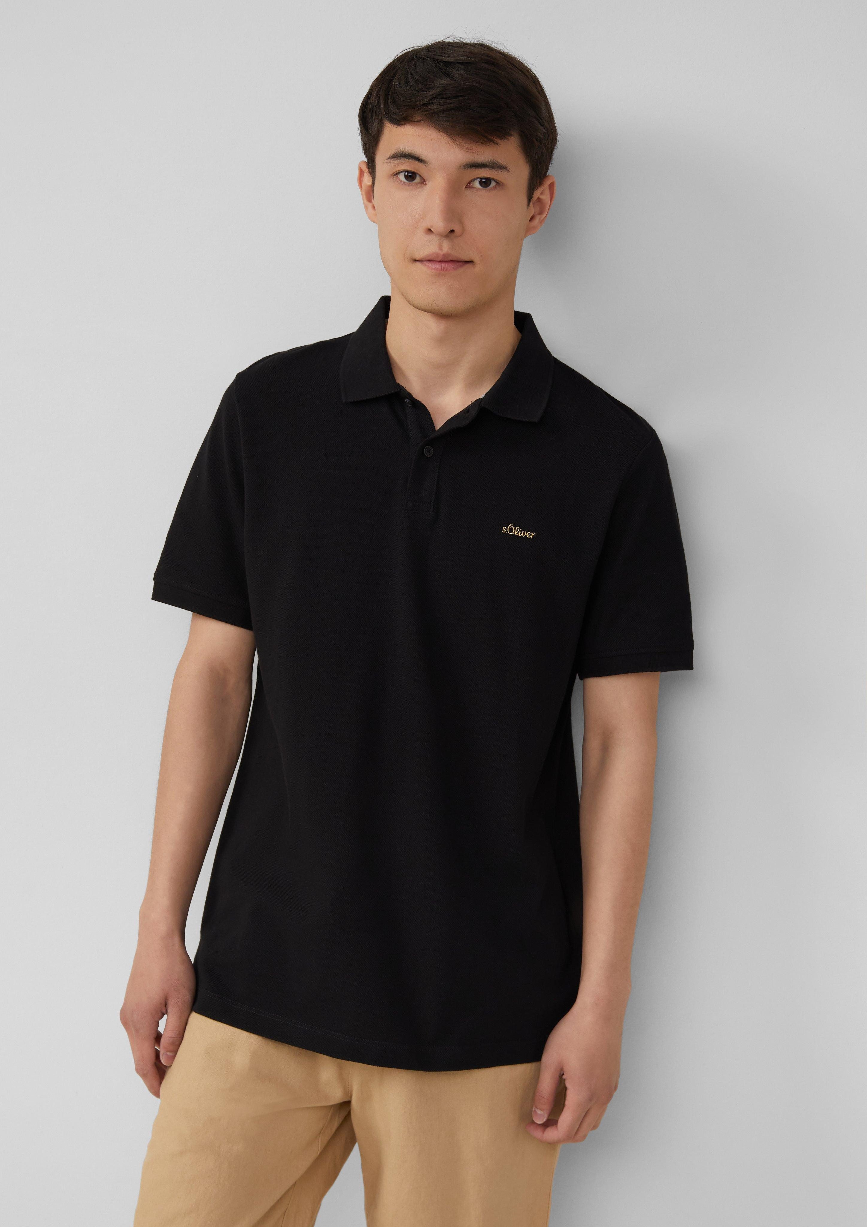 s.Oliver Kurzarmshirt Poloshirt aus Baumwollpiqué Logo günstig online kaufen