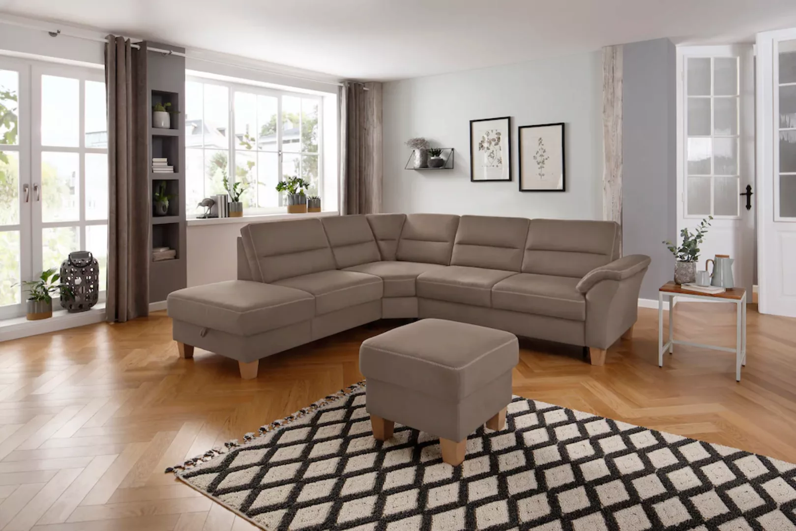 Home affaire Ecksofa Soleo L-Form, komfortabel durch Trapezecke mit Relaxfu günstig online kaufen