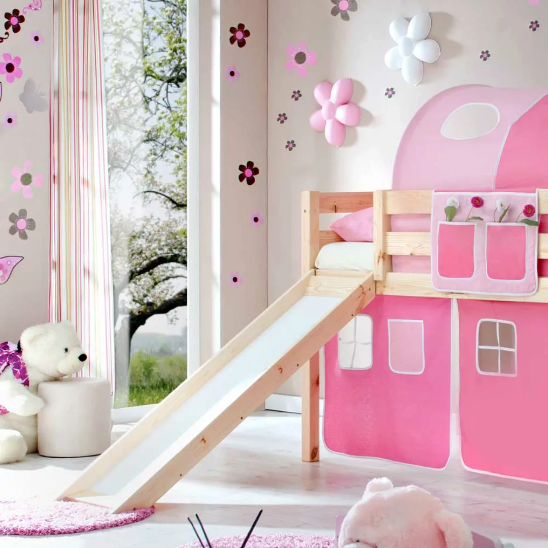 Kinder Rutschbett in Pink Rosa Kiefer Massivholz günstig online kaufen