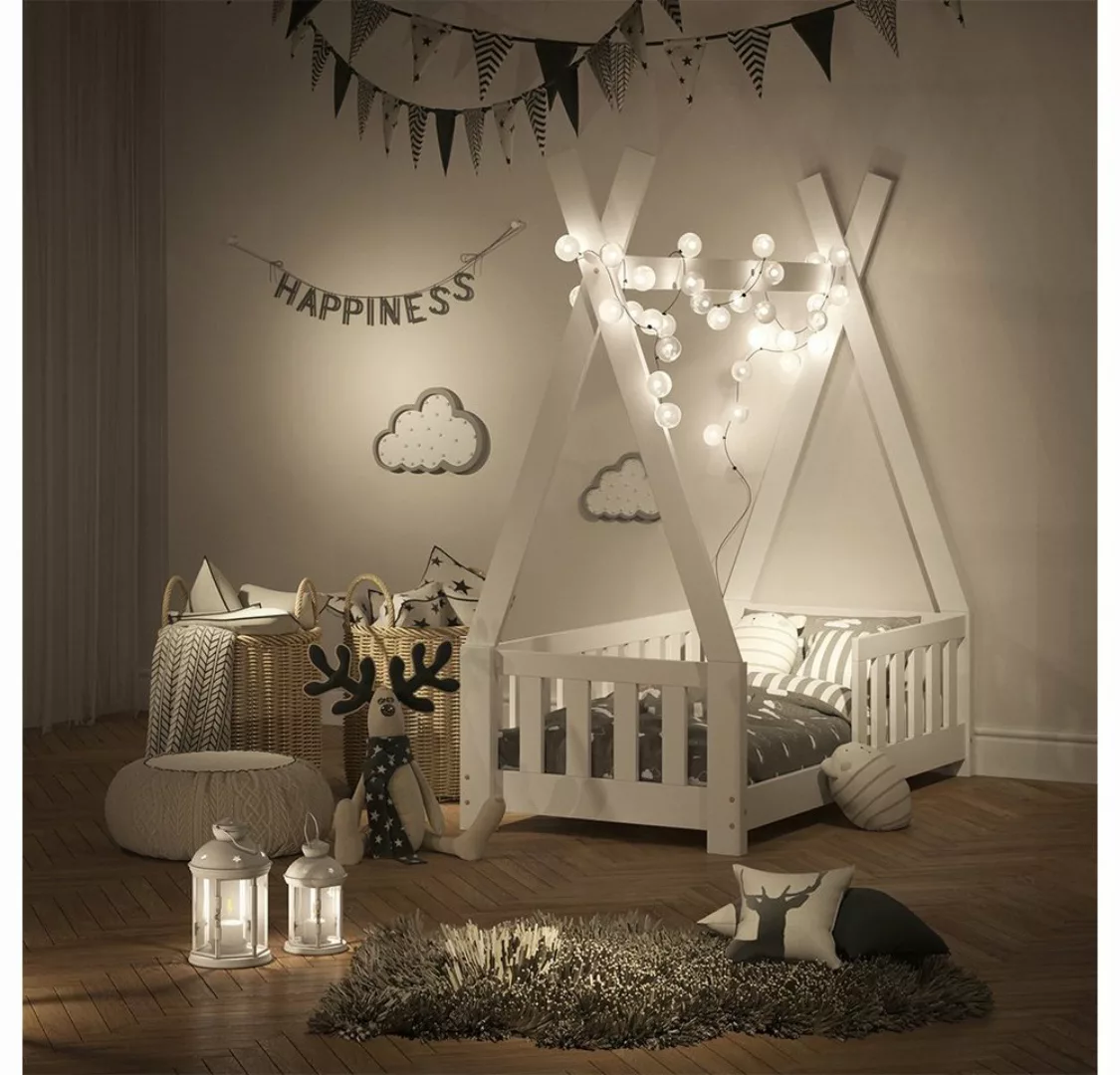 VitaliSpa Kinderbett TIPI 70 x 140 cm Weiß mit Matratze weiß günstig online kaufen