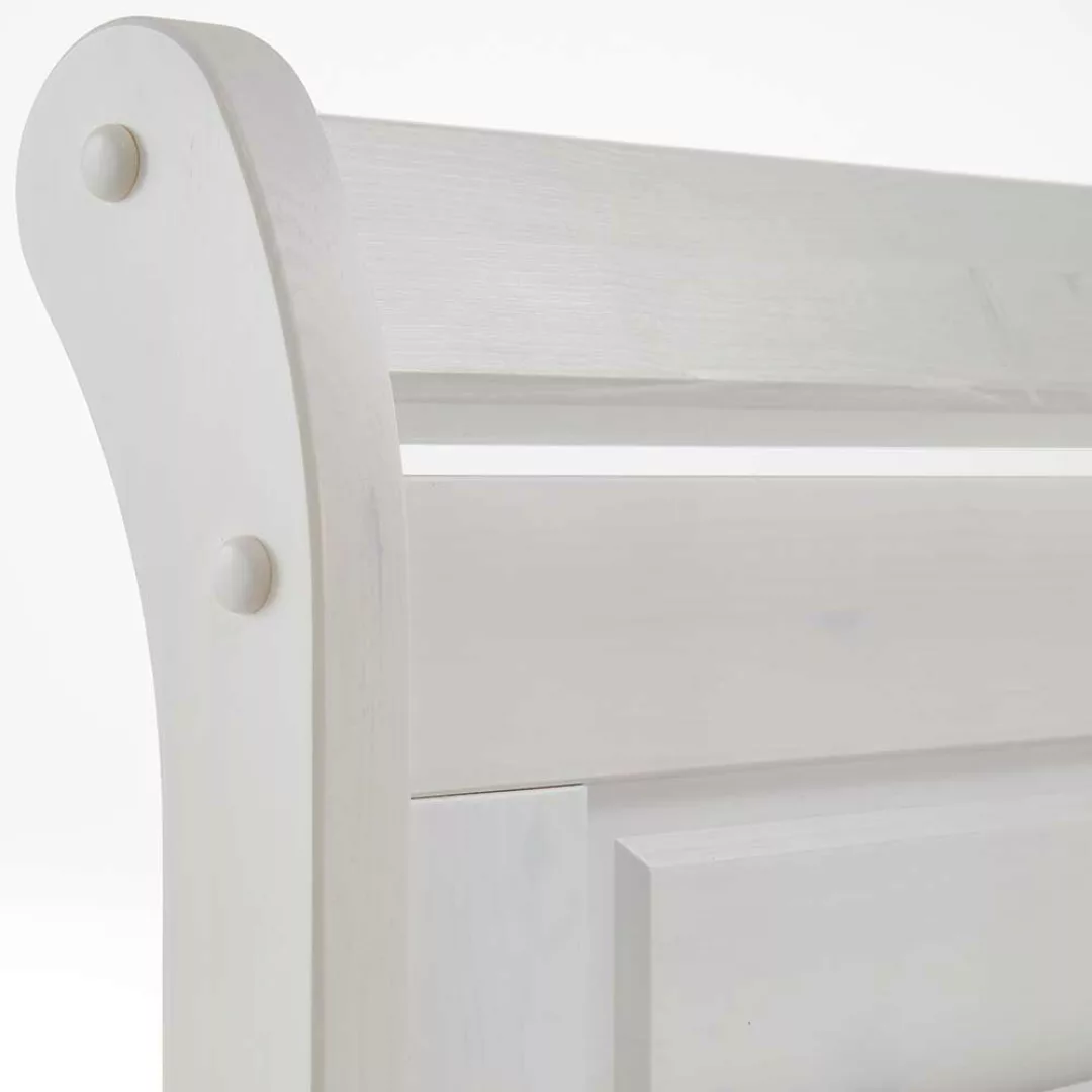 Weißes Holzbett aus Kiefer Massivholz Landhaus Design günstig online kaufen