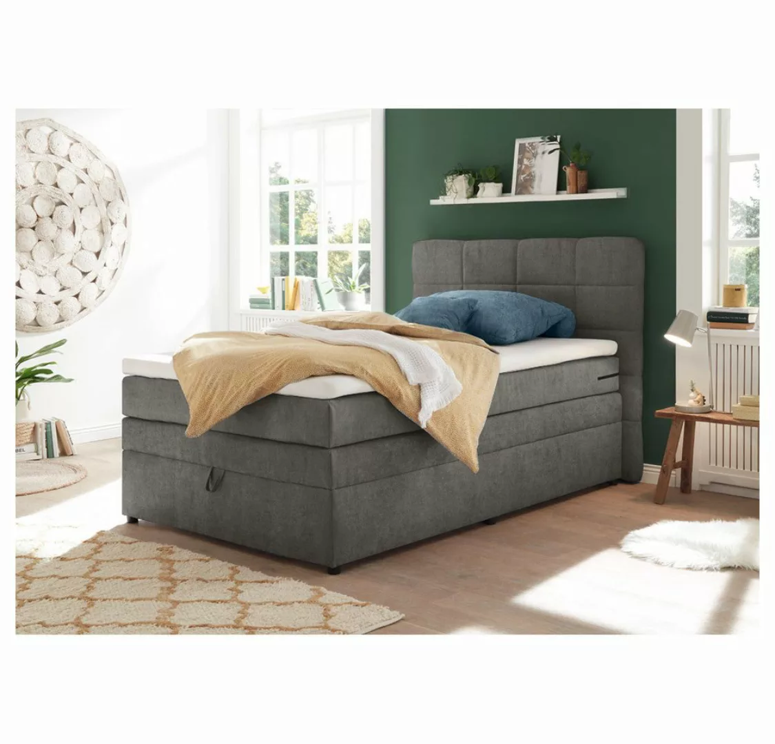 Lomadox Boxspringbett TEREZIN-09, Jugendbett, 140x200, mit Bettkasten, Härt günstig online kaufen