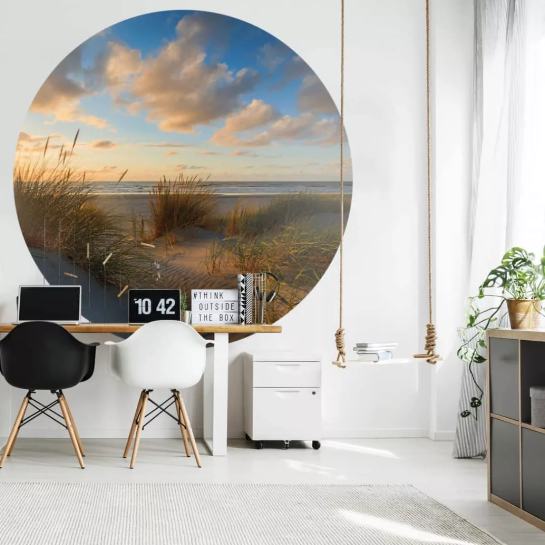vidaXL Fotohintergrund WallArt Wallpaper Circle "Beachlife" 142.5 cm günstig online kaufen