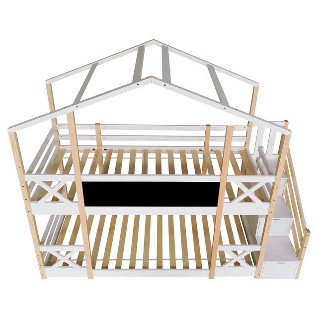 Merax Etagenbett, mit Tafeln und Treppen, Kinderbett 90x200cm mit 2 Liegefl günstig online kaufen