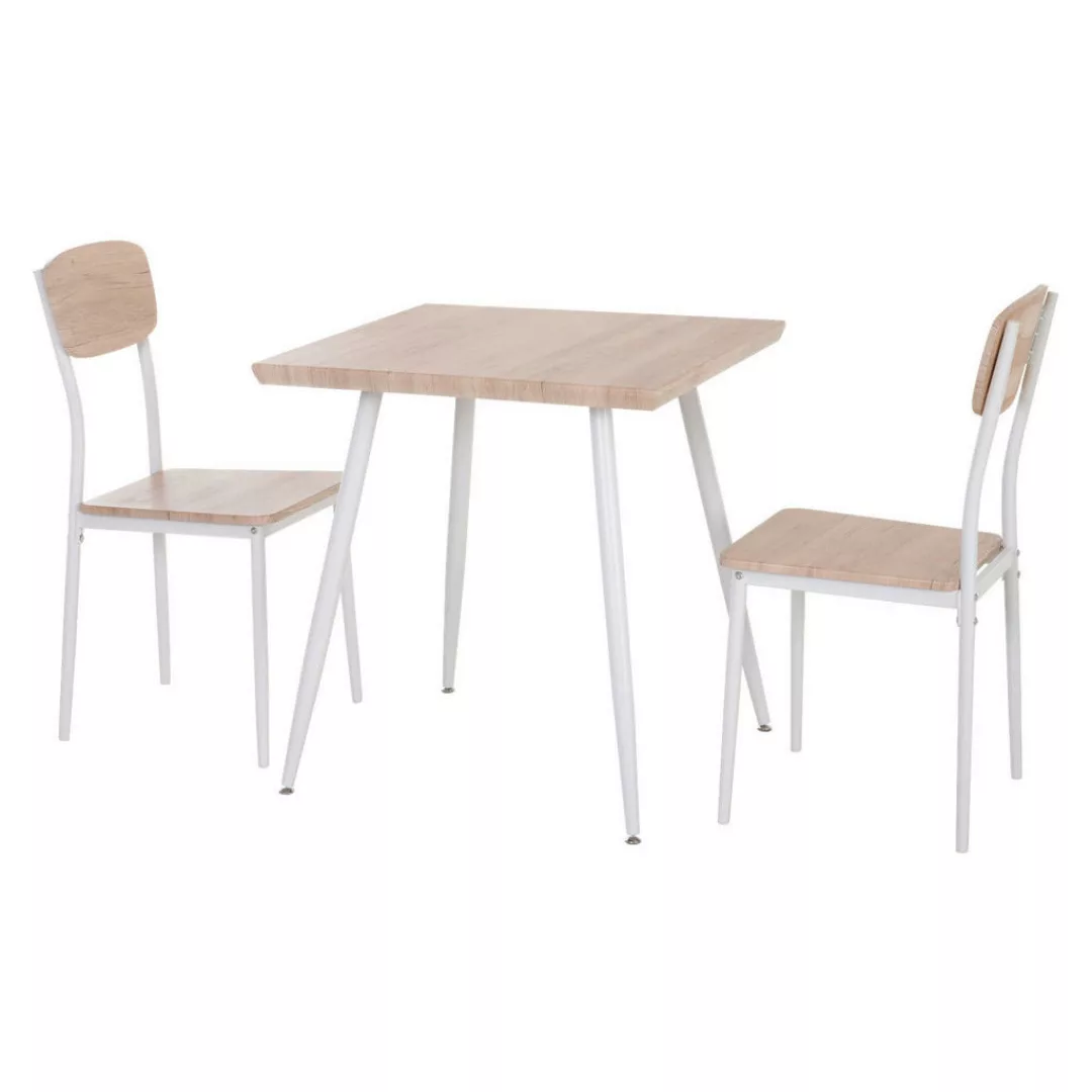 HOMCOM 3-teilige Essgruppe Sitzgruppe Esstisch Set MDF + Metall Naturholzma günstig online kaufen