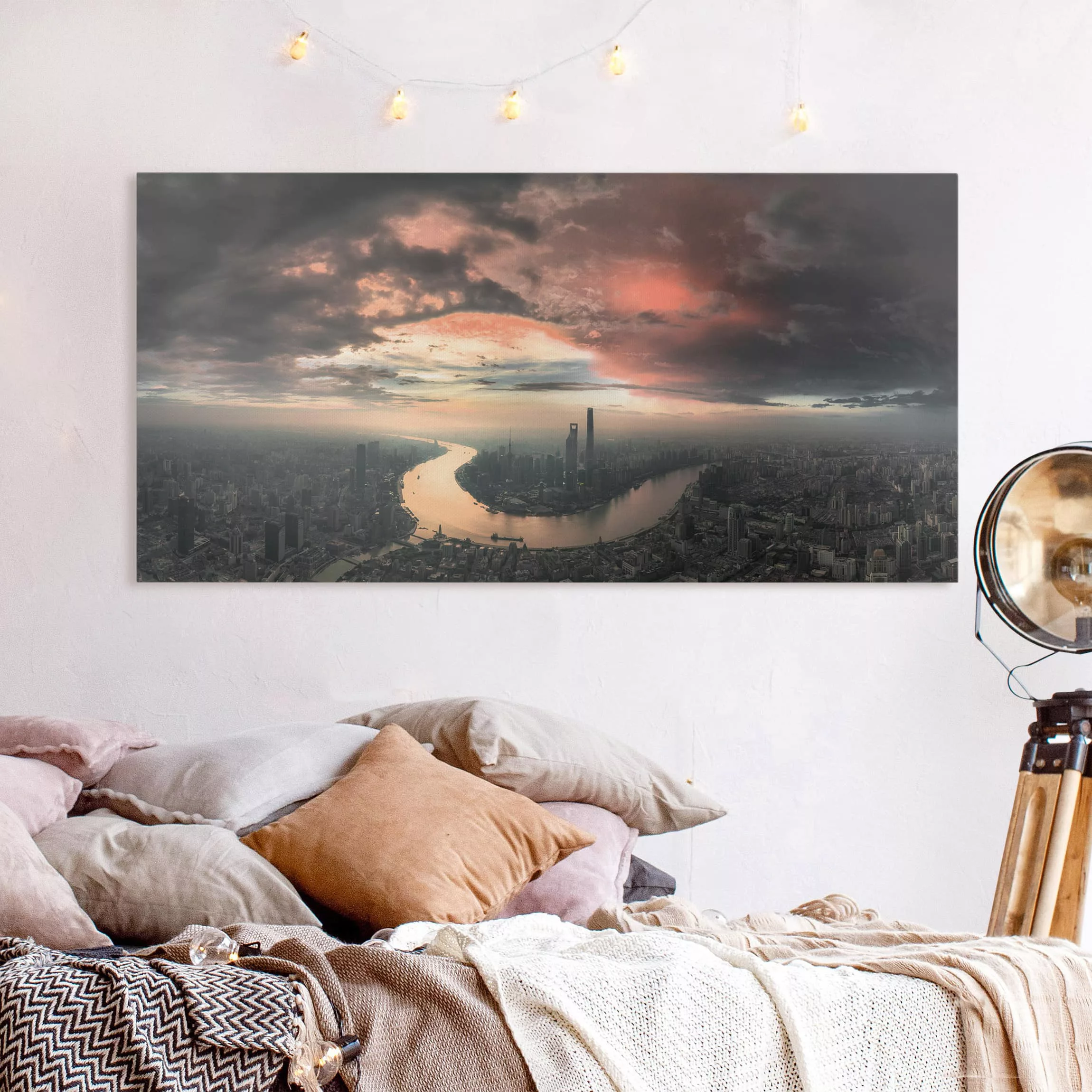 Leinwandbild Architektur & Skyline - Querformat Shanghai am Morgen günstig online kaufen