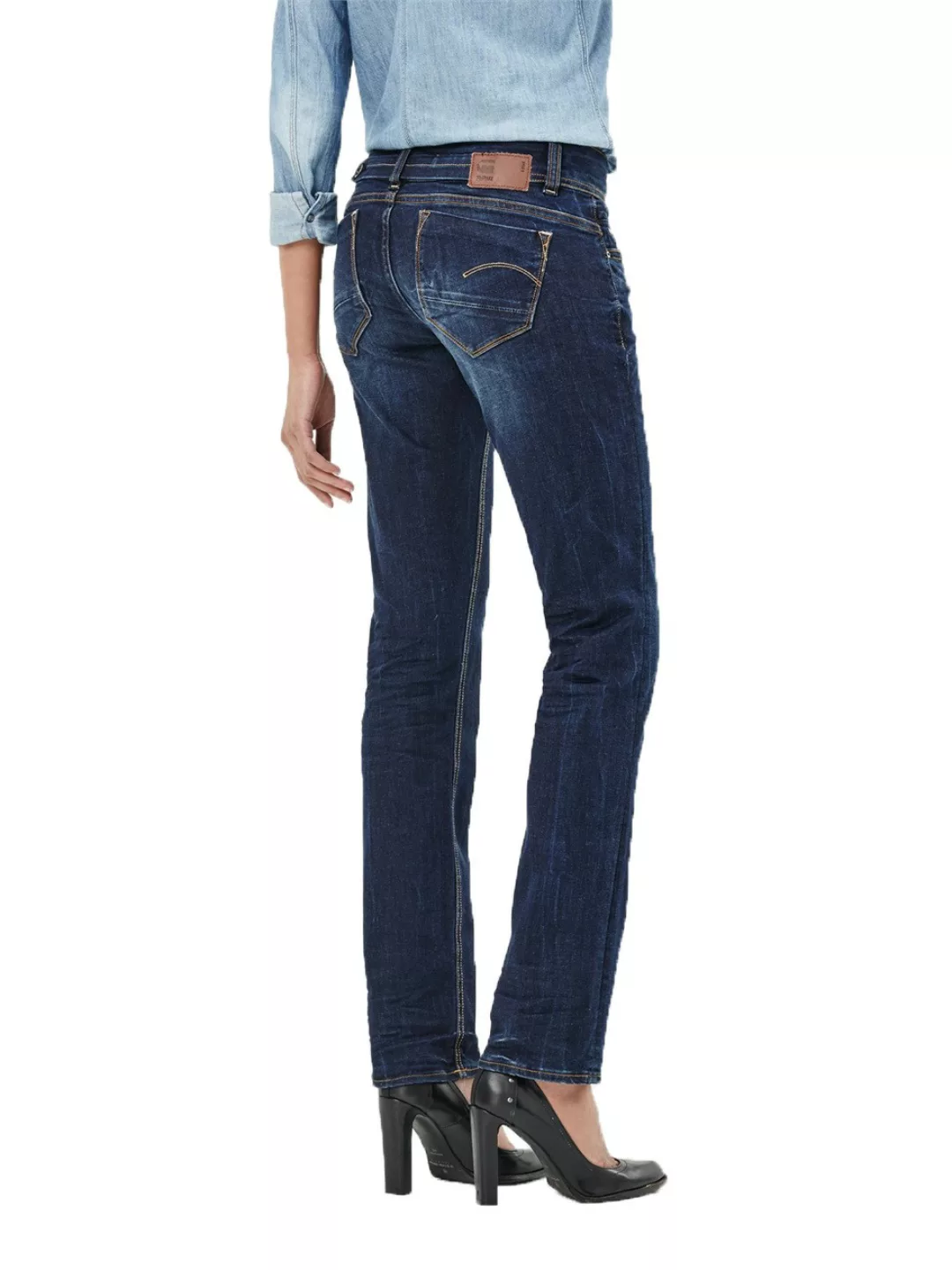 G-Star Damen Jeans Midge Saddle Straight Fit - Blau - Dark Aged günstig online kaufen