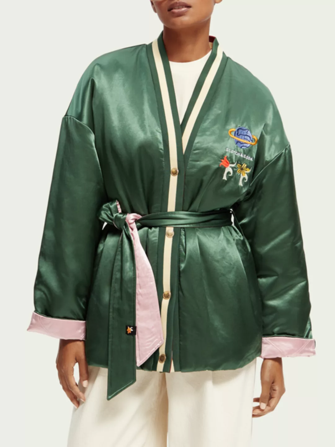 Scotch & Soda Wendbare Kimono-Bomberjacke mit Stickerei günstig online kaufen