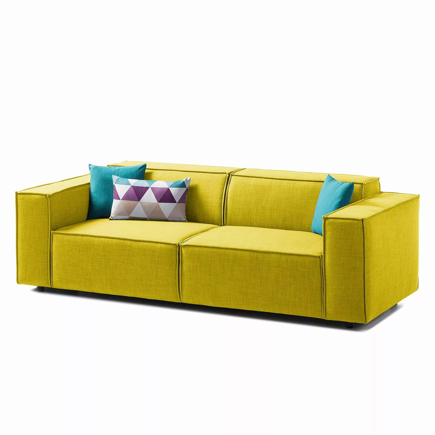 home24 Sofa Kinx 2,5-Sitzer Gelb Webstoff 223x72x96 cm (BxHxT) Modern günstig online kaufen